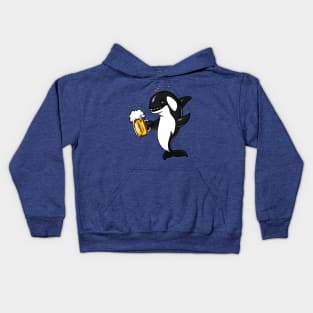 Orca Whale Beer Party Kids Hoodie